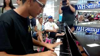 L Amour Toujours  Gigi DAgostino  PIANO COVER live in airport [upl. by Essex]