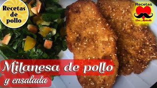 𝗠𝗜𝗟𝗔𝗡𝗘𝗦𝗔 𝗗𝗘 𝗣𝗢𝗟𝗟𝗢 empanizada crujiente Recetas de milanesa de pollo fáciles y rápidas [upl. by Leis]