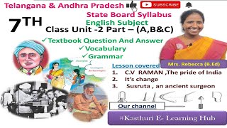 7th class English unit  2 part  ABamp C question and answers  Telangana amp Andhra Pradesh [upl. by Atekan]