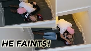 FELL DOWN STAIRS PRANK HE FAINTS [upl. by Gee]