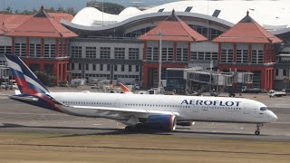 Take Off Position Aeroflot Airbus A350 From Bali to Moscow [upl. by Ycnalc]