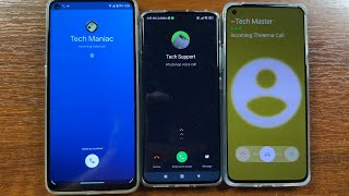 Motorola G9 Plus vs Xiaomi 12x vs OnePlus 8T Google Duo vs WhatsApp vs Threema Apps Incoming Call [upl. by Brodench637]