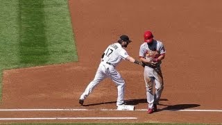 Helton pulls off hiddenball trick on pickoff [upl. by Yeleak]