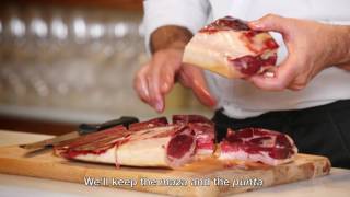 How to slice a Cinco Jotas Iberico Shoulder Ham [upl. by Desirea]