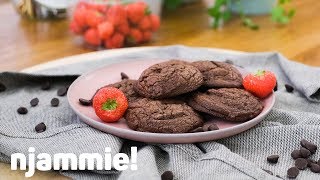 Zachte chocolade fudge koekjes Recept njammie [upl. by Onimixam]