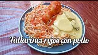 receta  tallarines rojos con pollo 🐔 [upl. by Robbert]