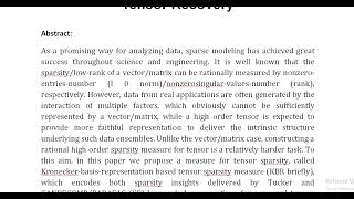 Kronecker Basis Representation Based Tensor Sparsity and Its Applications to Tensor Recovery [upl. by Milena]