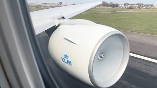 KLM 777200er AWESOME Engine Roar Takeoff in Amsterdam  Engine Fogging [upl. by Balas]