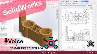 SolidWorks  3D CAD EXERCISES 764  StudyCadCam  Solution Tutorial [upl. by Shaff]