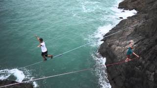 DJI  Slacklining over the cliffs in Hong Kong [upl. by Wilhelmine89]