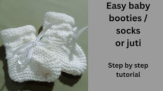 Easy baby booties  socks  juti for 0  3 months baby [upl. by Dowell]