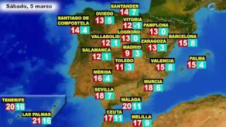 El tiempo en España por CCAA actualizada para el sábado 5 y domingo 6 [upl. by Atinna848]