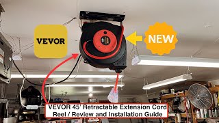 VEVOR 45’ Retractable Extension Cord Reel  Review and Installation Guide [upl. by Raff]