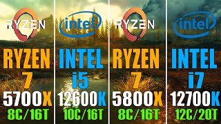 RYZEN 7 5700X vs INTEL i5 12600K vs RYZEN 7 5800X vs INTEL i7 12700K  PC GAMES BENCHMARK TEST [upl. by Sidoma568]