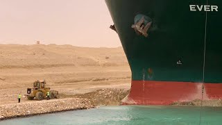 Suez Canal blocked by huge container ship called Ever Given after it runs aground [upl. by Atsylak89]