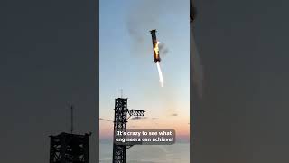 SpaceX reverse landing  caught a rocket midair like a chopstick [upl. by Normalie]