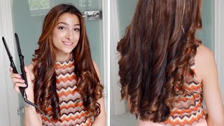 Hannahs Hair Tutorial  Curls With A Straightener  Amelia Liana [upl. by Neale]