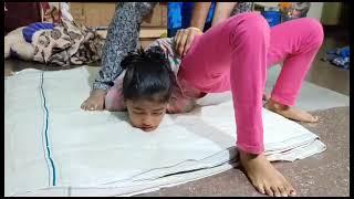 Crazy Indian contortion girl doing passive back bend training [upl. by Harrat42]