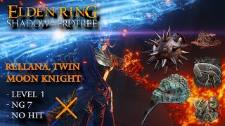 Elden Ring  Rellana Twin Moon Knight NG7 Level 1 No Fragments No Hit [upl. by Cheslie289]