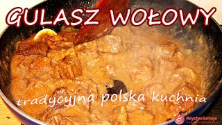 Gulasz wołowy  tradycyjna polska potrawa z mięsa wołowego Smaczne danie obiadowe [upl. by Ellehs]