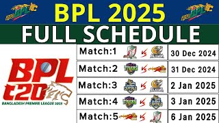 BPL 2025 Schedule  Bangladesh Premier League 2025 Schedule Dates venues and timings  BPL 11 [upl. by Atinele]