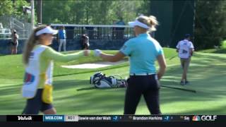 Brooke Henderson Holes Out from Bunker during RD1 of the 2017 Kingsmill Championship [upl. by Lleruj]