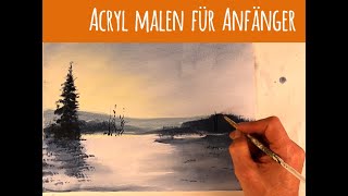 Acryl malen  magische Winterlandschaft  SchrittfürSchritt Malanleitung [upl. by Eizeerb428]