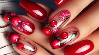 sub Cherry red Ice Nails Korean nails  extension nails  nail ar [upl. by Gordy65]