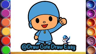 How to draw pocoyo❤️💙🌈 stepbystep pocoyodrawing kidsartDrawing forkids Lets Draw Together [upl. by Esaertal]