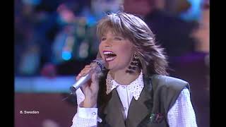 Eurovision France 1991 4K Carola  Fångad av en stormvind [upl. by Anelrad]