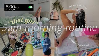 5AM morning routine 🌱 how to be THAT GIRL  motivation changing my life productive planning 2023 [upl. by Evalyn]