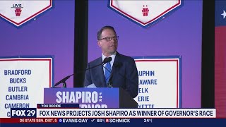 Josh Shapiro addresses supporters as FOX News calls Pennsylvania gubernatorial race for the democrat [upl. by Latterll]