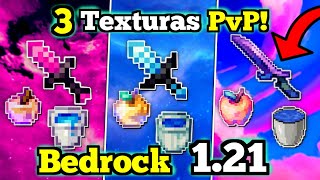 🔴 3 TEXTURAS para PVP en Minecraft PE 121X FPS  Texturas Gama Baja  Bedrock 121 [upl. by Asa]