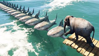 قراند 5 الفيل يقفز داخل الأنبوب الأخضر GTA V Elephant walks over a shark bridge [upl. by Rocco]