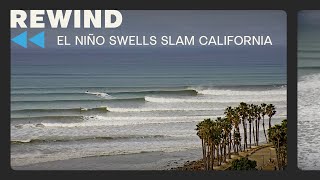 Surfline Cams Highlight Big El Nino Swell Slamming California [upl. by Edasalof]