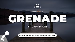 Grenade  Bruno Mars Even Lower Key  Piano Karaoke [upl. by Ognimod]