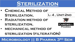 Chemical method of sterilization  Radiation method of sterilization  Mechanical methodfilteration [upl. by Essined]