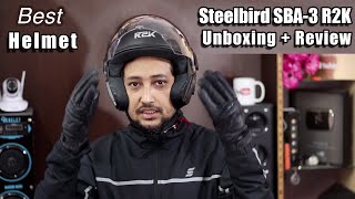 Best Bike Helmet in India  Steelbird SBA3 R2K Classic Open Face Helmet Unboxing amp Review In Hindi [upl. by Kipton]