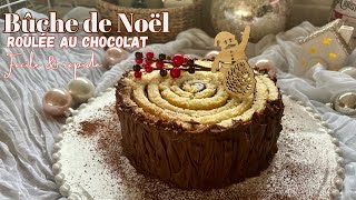 Gâteau de Noël  Bûche rondin de bois  Roulé au chocolat très léger [upl. by Kaufman]