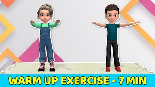 7MINUTE WARM UP EXERCISE FOR KIDS  DO BEFORE WORKOUT [upl. by Trueman304]