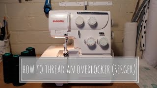 How To Thread An Overlocker Serger  Janome 8002DX [upl. by Lecia]