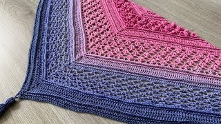 VELA FLOWER SHAWL  TRIANGLE SHAWL CROCHET PATTERN FREE [upl. by Feucht]