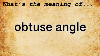 Obtuse Angle Meaning  Definition of Obtuse Angle [upl. by Arabeila]