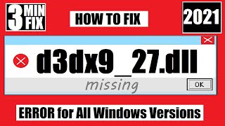 D3DX927dll was Not Found Fix Program cant Start d3dx927 is Missing from your Computer 3264bit [upl. by Sacram]