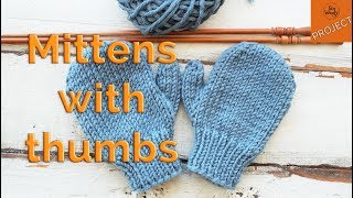 How to knit Mittens with Thumbs for Children step by step  So Woolly [upl. by Notyalk737]