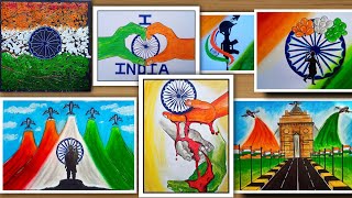 7 Best and easy drawings on republic dayIndependence day with oil pastel for beginners [upl. by Milla]