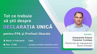 Tot ce trebuie să știi despre Declarația Unică  Pentru PFA și Profesii Liberale [upl. by Ellennad]