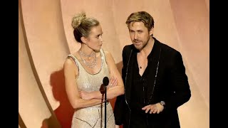 Emily Blunt fuming with Ryan Gosling after Oscars cheeky Barbenheimer joke [upl. by Akinahc]