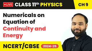 Numericals on Equation of Continuity and Energy  Class 11 Physics Chapter 9  live [upl. by Janos]