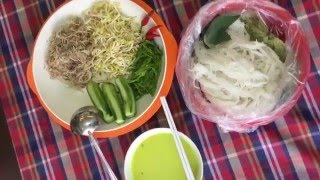 How to Make នំ​បញ្ចុក​ Num banh chok  Cambodian Rice Noodle Cambodian traditional food [upl. by Hospers]